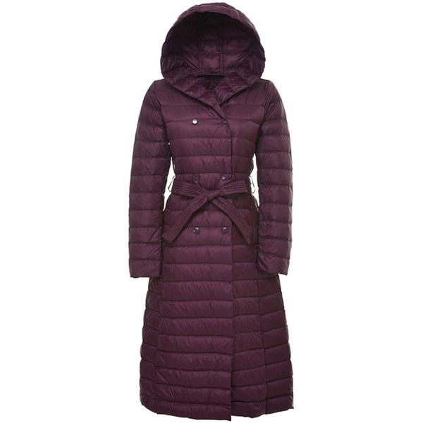 

newbnag 4xl long women duck down jacket winter coat woman 2019 feather warm slim windbreaker female hooded outerwear c1204, Black