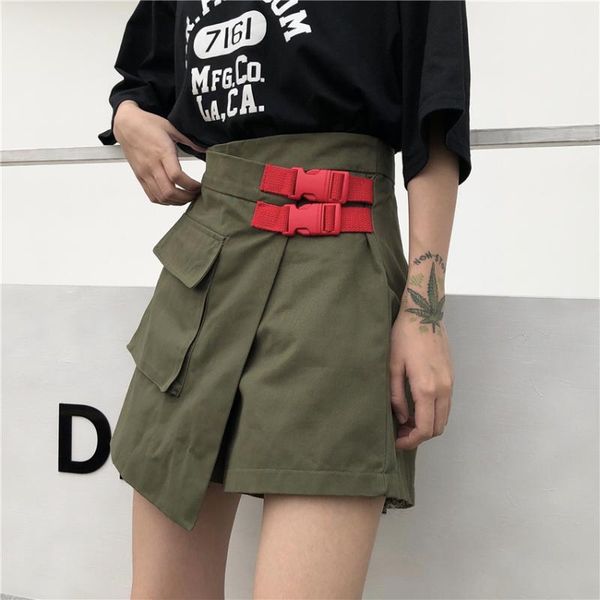 

shorts women solid retro ladies harajuku bf a-line cargo short womens street leisure couple trendy irregular large pocket korean, White;black