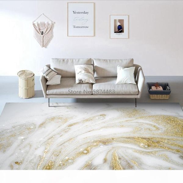 

fashion modern area rugs abstract white golden marble pattern floor mat kitchen livingroom sofa table bedroom non-slip carpets
