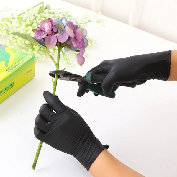 

factoryb5q6nail household laboratory disposable nitrile 100pcs cleaning black art anti-static gloves 9 inch length t200508