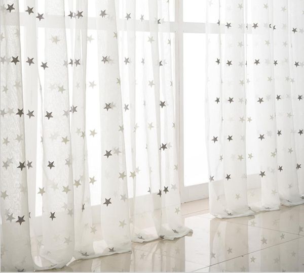 

sheer curtains small star embroidered window screen living room bedroom study bay white screens spot