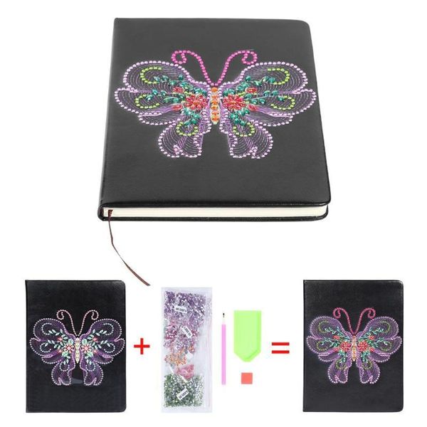 

notepads diy shaped diamond painting 100 pages butterfly special notebook book student office supplies handicrafts 200x150x15mm, Purple;pink