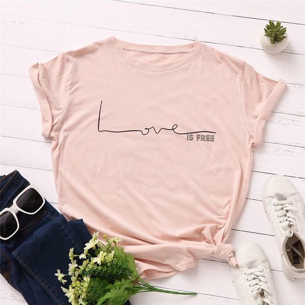 

new fashion love letter print t shirt plus size women 100% cotton o neck short sleeve summer t-shirt casual tshirt s-5xl1, White