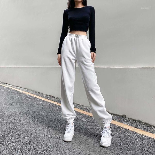 

women tight sweatpants casual high waist straight jogging pants ladies loose-fitting fitness sweatpant all-match and velvet pant1, Black;blue