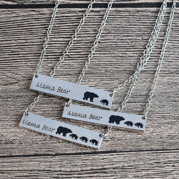 

jg silver gold plated bar polar mama bear necklace gifts for mom wife mother's day gift birthday remembrance k6094