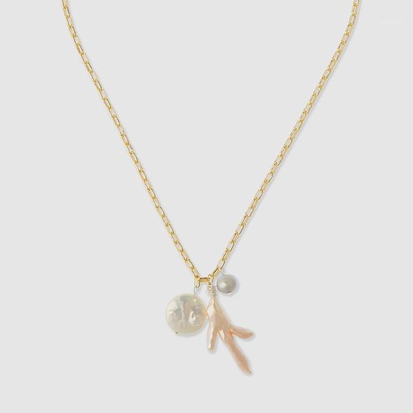 

chains puka shell natural freshwater pearls gold-plated necklaces women boho irregular pearl choker femme bohemian jewelry1, Silver