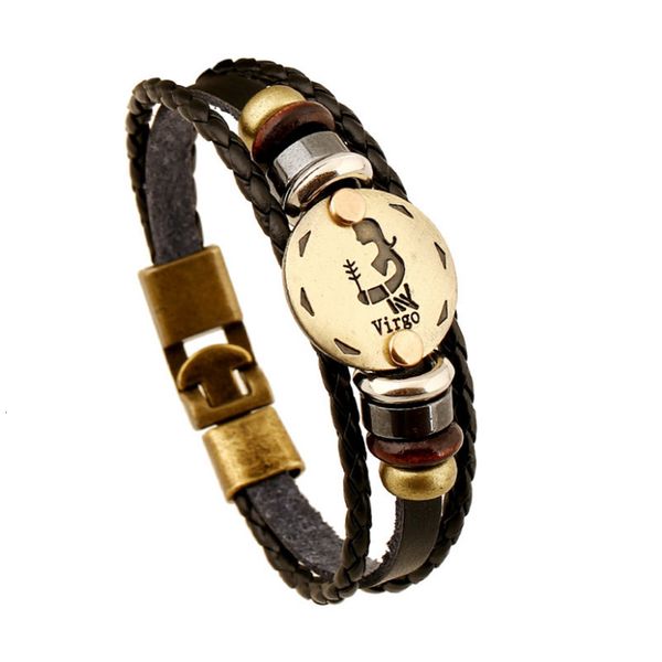 

christmas new punk zodiac signs aries leo bracelet constellations charm men bracelets virgo pisces pendant women dropshiping, Black