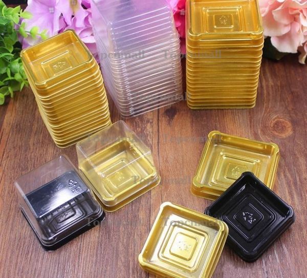 

golden 1000sets/lot, box single individual or cake blackbottom plastic mooncake pvc boxes food gift packaging,6.5*6.5*4.5
