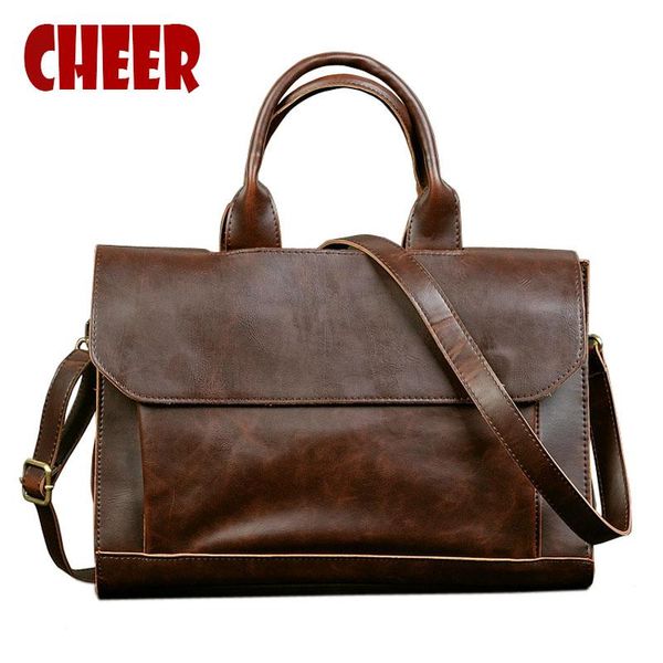 

business briefcase men's bag crazy horse skin cross-section handbag large capacity shoulder messenger bag package computer