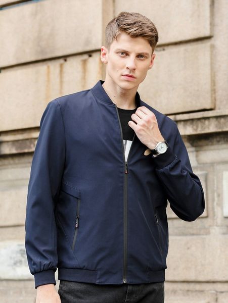 

men zip pocket bomber jacket p4t7#, Black;brown