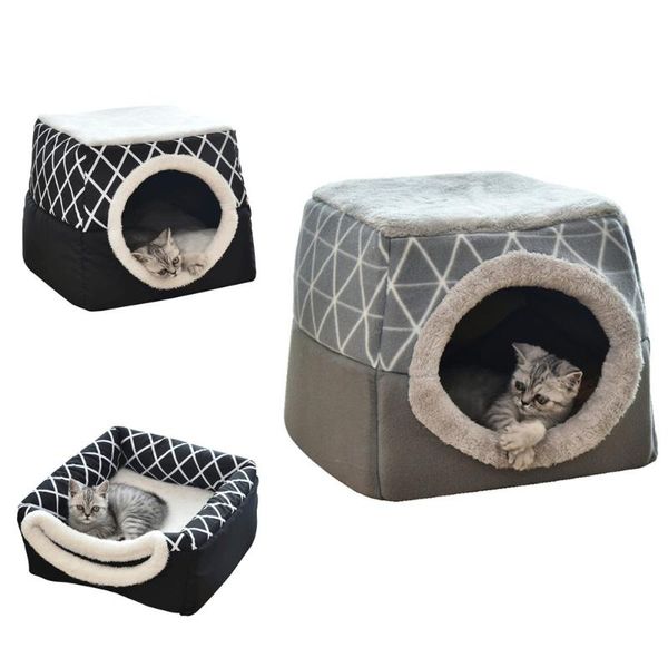 

cat beds & furniture plaid pet bed for cats dogs soft nest kennel cave house sleeping bag mat pad tent pets winter warm cozy l xl