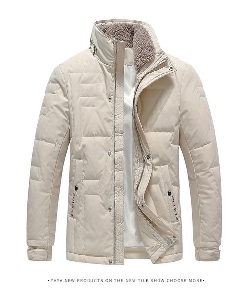 

short down jacket men thick 2020 winter young middle-age men with fur collar warm down jacket winter dress collar, Black