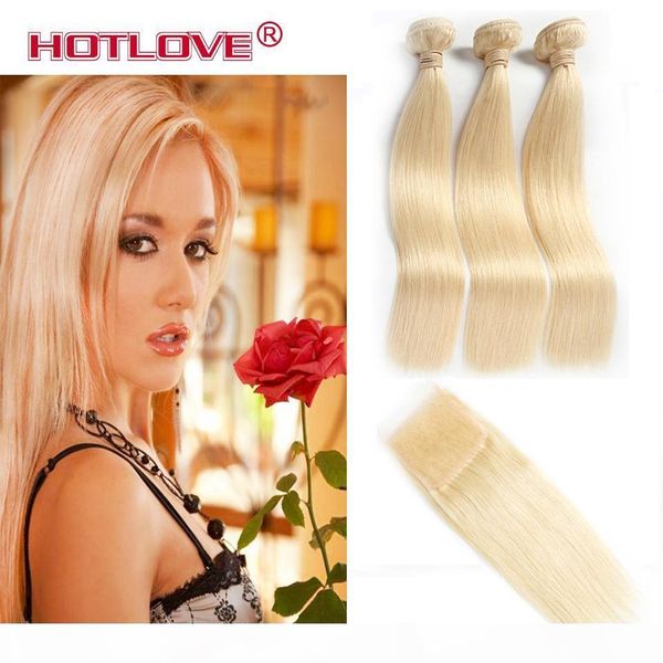 

ove 3 bundles brazilian straight hair bundles weave 3 pcs blonde full 613 color remy 100% human hair extensions 10-28inch can mix length, Black