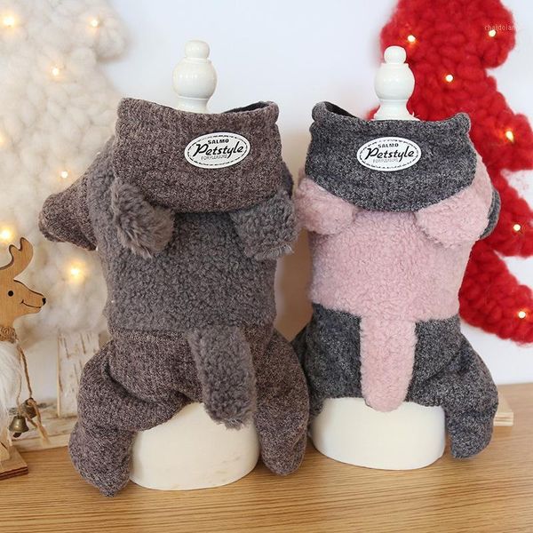 

brown pink colors super warm and thick autumn and winter four-legged warm pet supplies luxury design dog jacket winter dog suit1