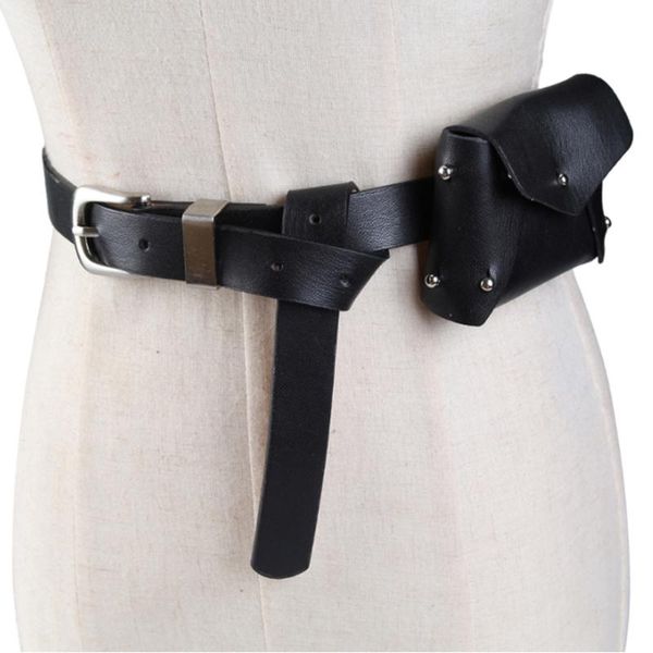 

running bags female fanny pack rivet pu leather belt bag for women mini