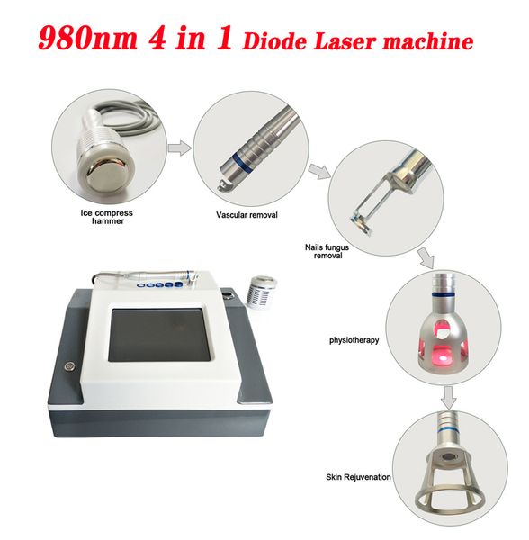 

salon spider vein removal machine 980 nm diode laser for fungus nail treatment, Black