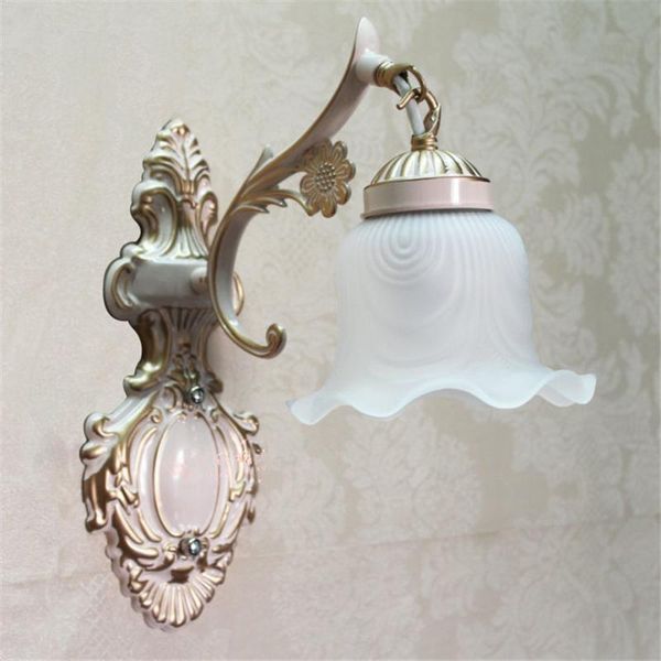 

frosted glass shade wall lights vintage e27 plated iron wall lamp retro eurpean bathroom stair antique lamp luminaria wll-332