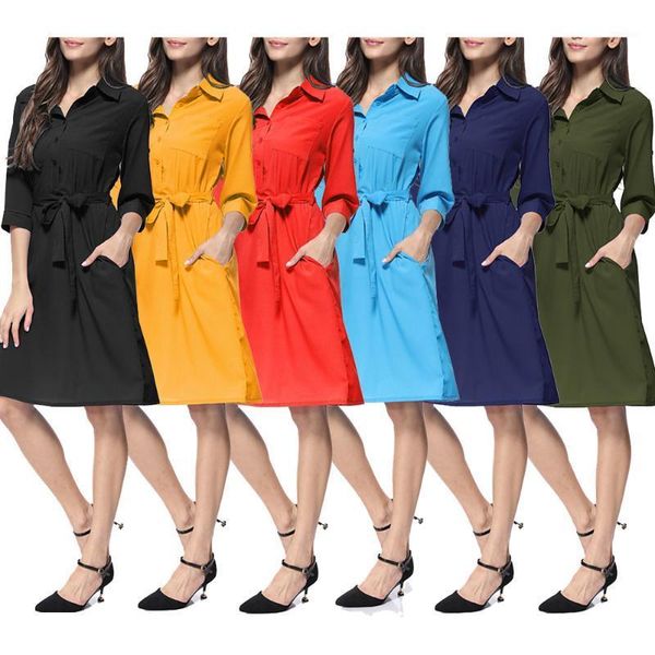 

fashion women dress lapel female black dress plus size xl above knee dresses work party female elegant vestidos1, Black;gray