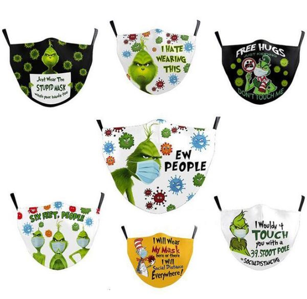 

black us stock print grinch stole christmas 3d cotton cosplay face masks washable reusable dust proof adults fcnevcw
