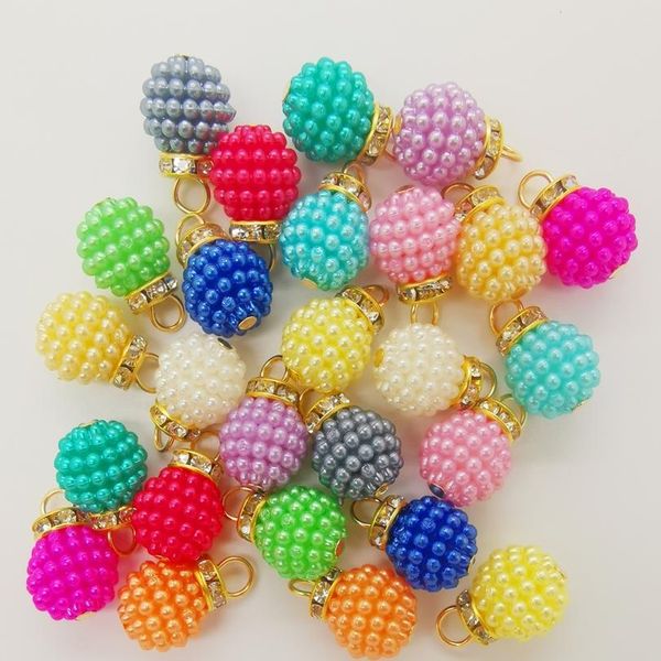 

new diy 12pcs 12mm acrylic pearl pendant beads color bayberry ball charm earrings ornaments jewelry maki bbywjj, Black