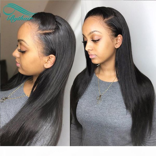 

8a grade brazilian silk straight lace front wig for black women glueless full lace human hair wigs, Black;brown