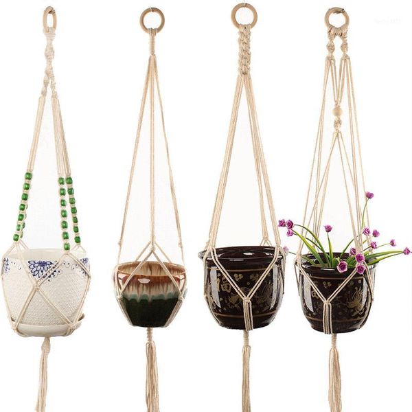 

knotted macrame plant flower rope pot hanger hook cotton linen flowerpot hanging rope basket flowerpots and planting decorations1