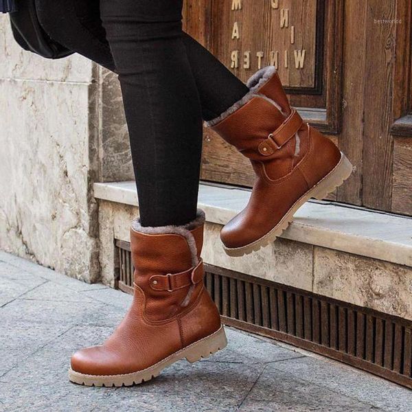 

boots winter 2021 snow women's women casual shoes warm round toe slip-on square heels vintage shoes1, Black