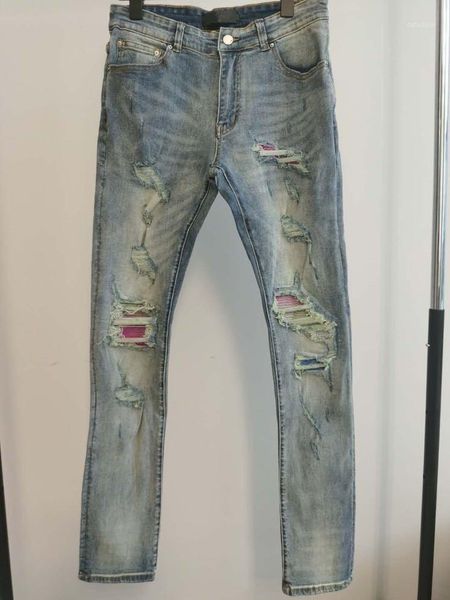 

k11124 fashion men's jeans 2020 runway european design party style men's clothing1, Blue