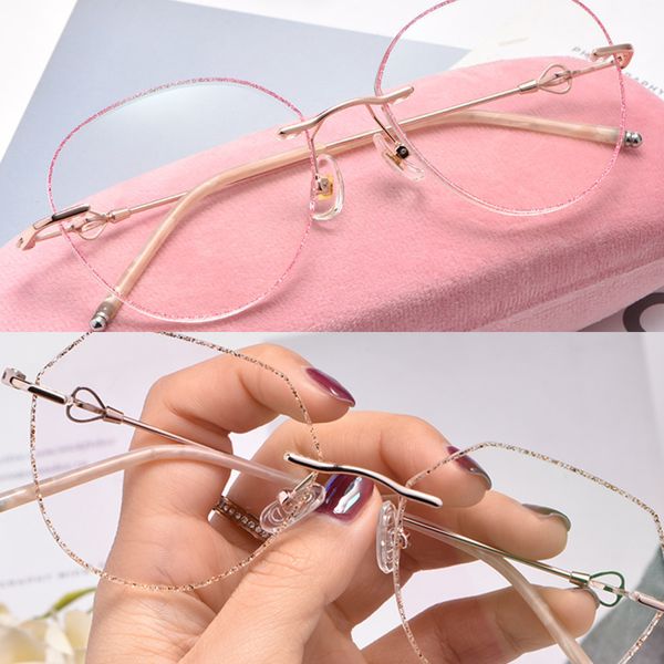 

2020 new fashion anti-blue light retro net red female glasses frame diamond trend frameless customizable myopia