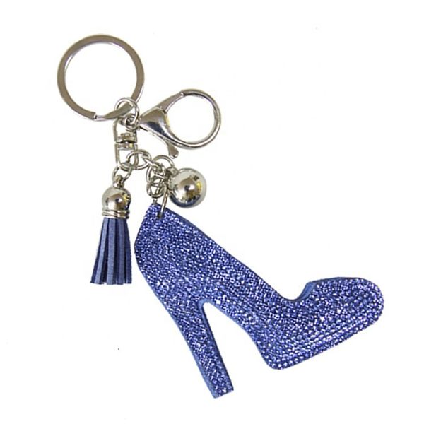 

high new products promotion gift embroidery heels rhinestone key chain, Silver