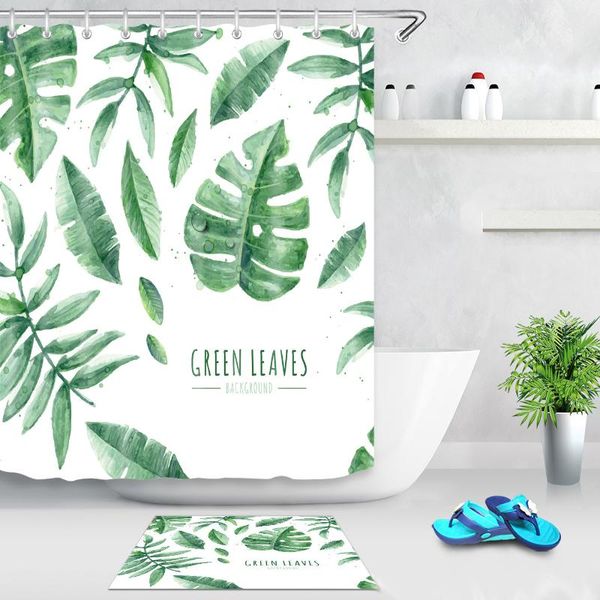 

shower curtains green leaves tree printing creative waterproof curtain bathroom