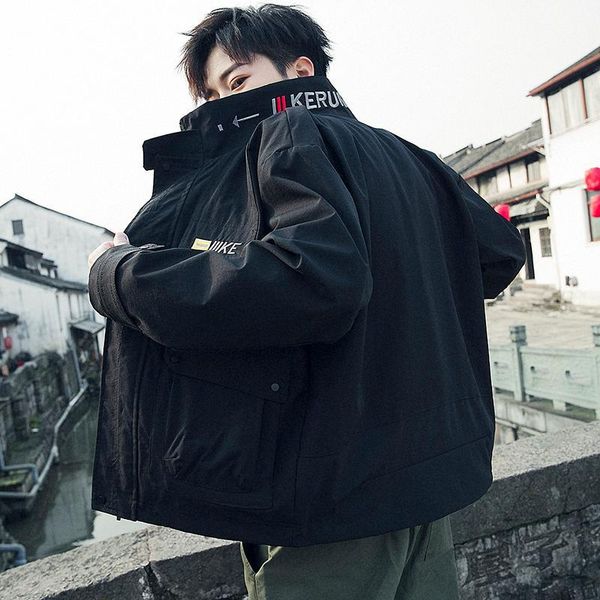 

men's jacket spring and autumn 2020 new korean version of the trend handsome wild student clothes plus velvet casual jacket1, Black;brown