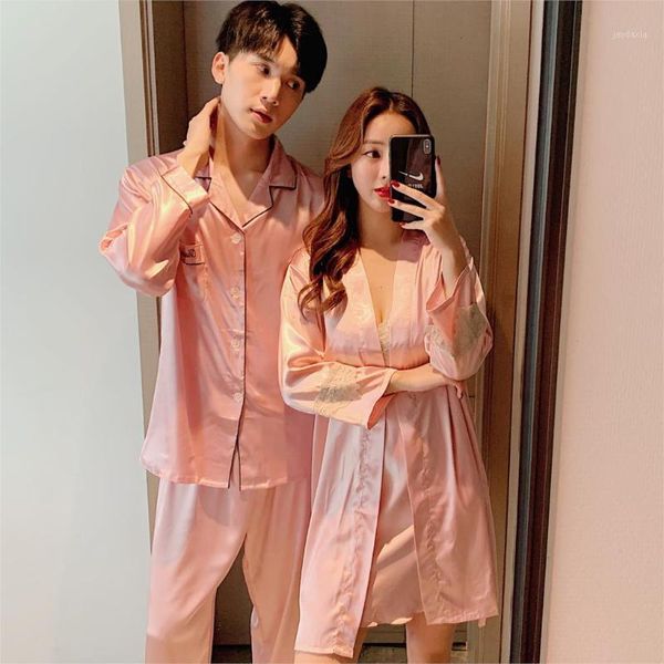 

plus size wedding nightwear long sleeve 2pcs pajamas sets soft sleepwear long pant male men pajamas lovers couples home clothes1, Black;brown