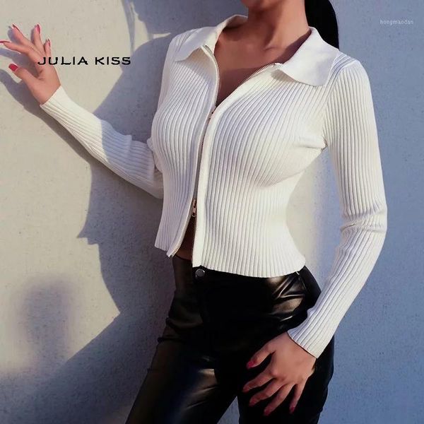 

women dual zipper ribbed sweater shirt cropped knit cardigans1, White