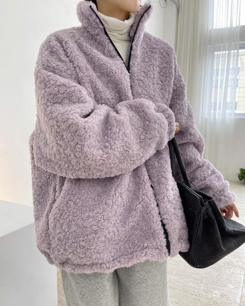 

woman warm real wool short coat with zipper1 women's fur & faux, Black