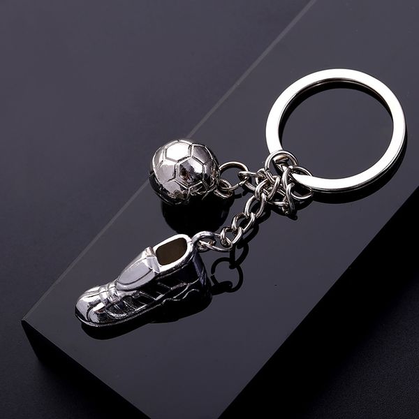 

fatory fashion personalied creative car key ring pendant male female couple car key chain small gift metal mini football shoe keychain, Silver