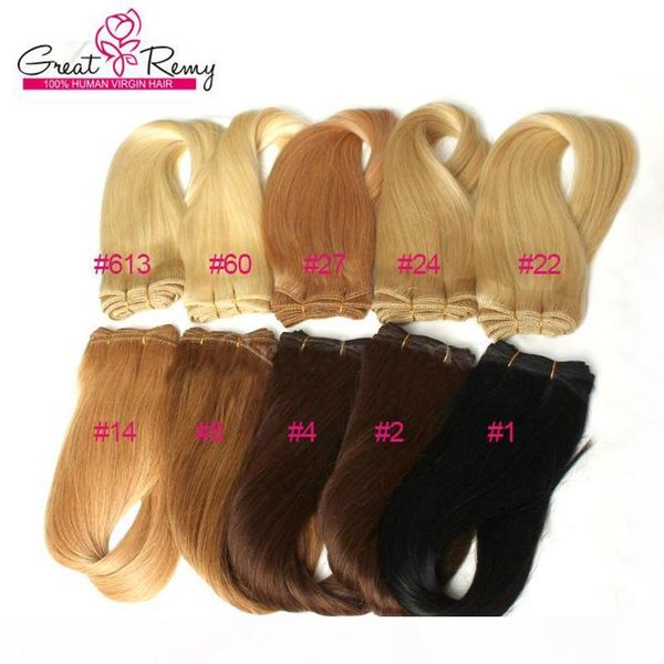 

greatremy 3pcs lot colored human hair extensions #1 #2 #4 #8 #14 #22 #24 #27 #60 #613 straight brazilian virgin hair weft weave, Black