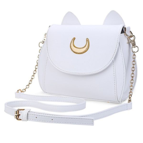 

swdf summer sailor moon ladies handbag black luna cat shape chain shoulder bag pu leather women messenger crossbody small bag c0125