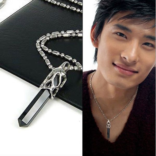 

steel onyx black pendants diamond 316 crystal titanium men's necklace, Silver