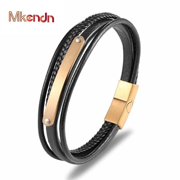 

mkendn fashion multiple layers engrave name bracelet for men diy genuine leather bracelets &bangle stainless steel male jewelry bbyzpu