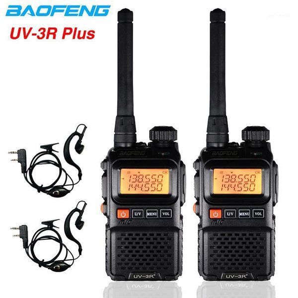 

walkie talkie 2pcs baofeng uv-3r+ long-range wireless portable 136-174/400-470 mhz dual band emergency fm transceiver uv 3r plus1