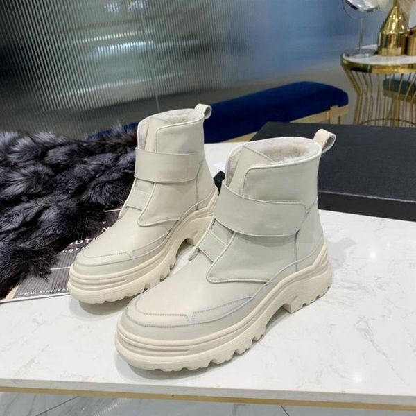 

платформа snow boots женская настоящая корова кожа кожа шерсть шварцвет внутренний крючок купюр женский лодыжка ботинок антисмены зимние бое, Black