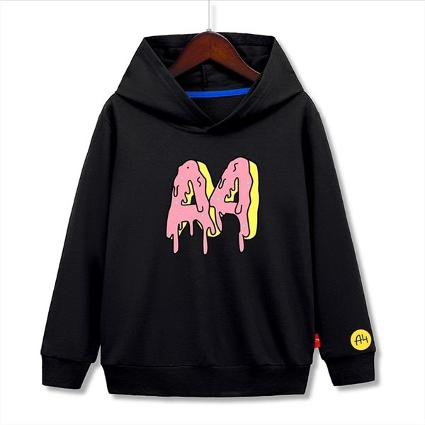

summer thin merch a4 gelik lamba boy kids hoodies donuts print kids baby hooded sweatshirts quality children clothing 220312, Black