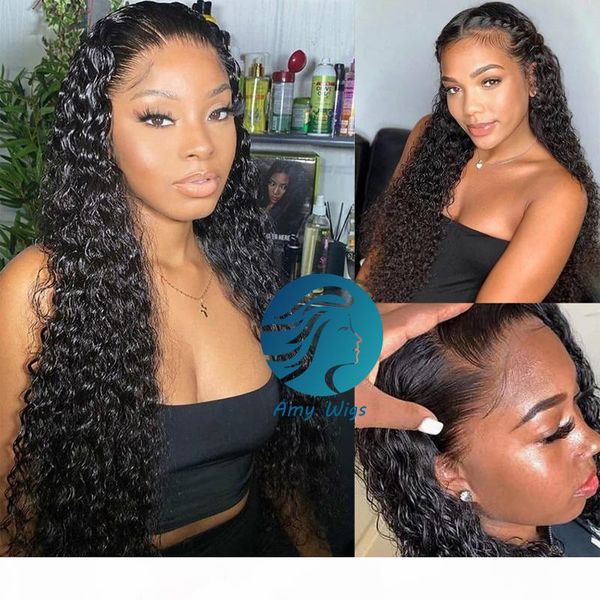 

bleached knots water wave full lace human hair wigs pre plucked hairline brazilian wet and wavy black women gluleless lace frontal wig, Black;brown