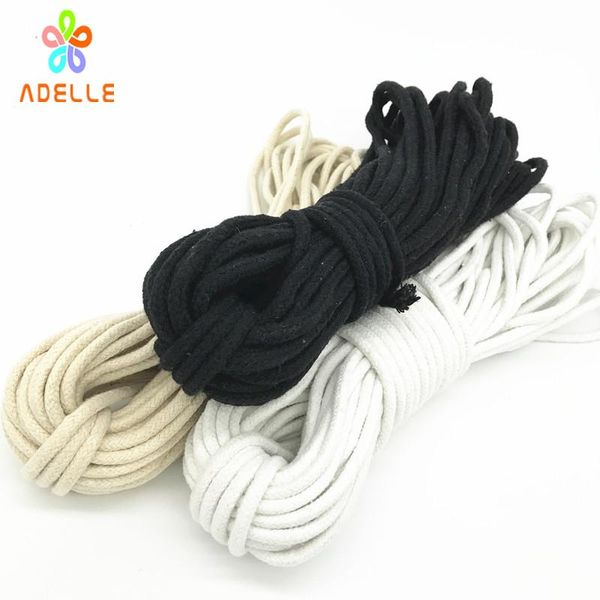 

white/black/natural color 3/4/5/6mm braided cotton rope with strong core cotton cord handle pulley bondage 90m, Black;white