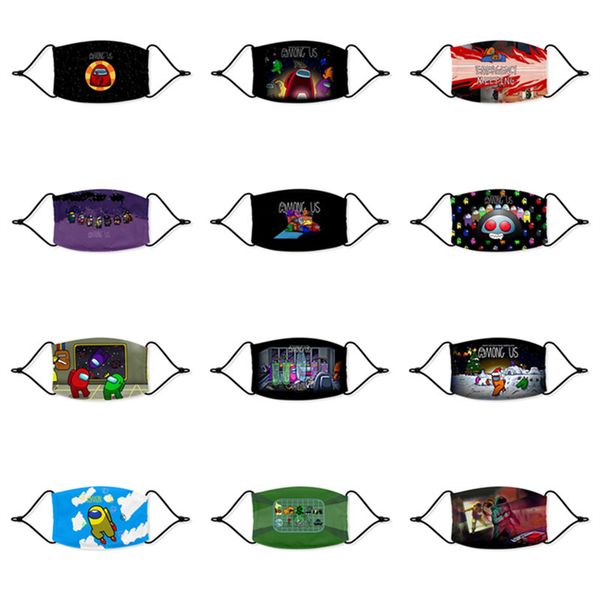 

3d cartoon face mask among us printed dustproof face masks game design washable adjustable mouth cover kids adults outdoor face mask gift