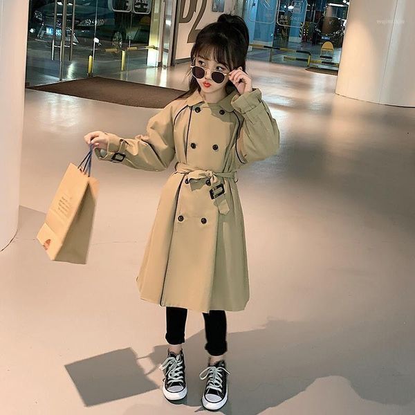 

coat eachin grils windbreaker autumn winter kids girls solid wind baby double breasted long sleeve outwear casual coat1, Blue;gray