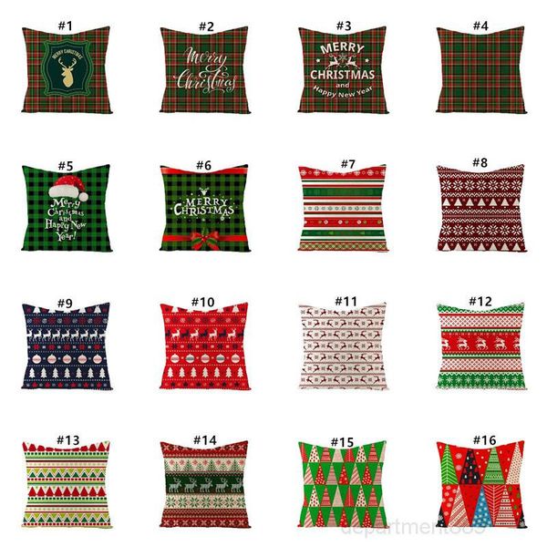 

a-45*45cm pillow case decorations for santa clause christmas deer cotton linen cushion cover home decor owb2938
