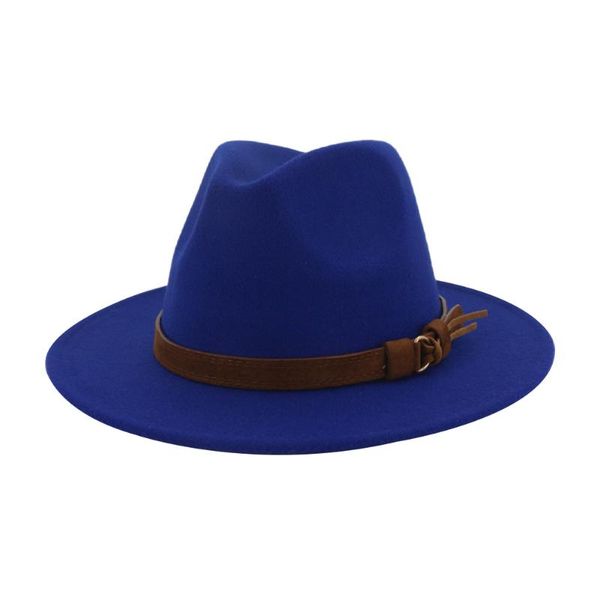 

men women casual daily fedora vintage jazz cap headwear shopping outdoor gift adjustable felt hat wide brim sunshade, Blue;gray