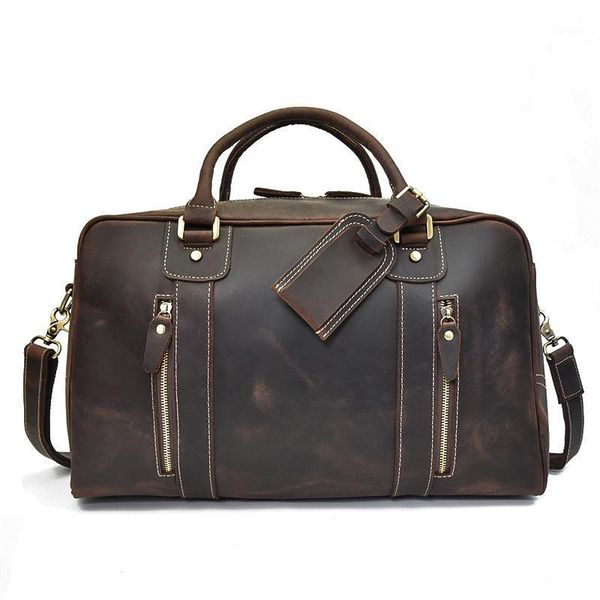 

duffel bags european and american real leather travel bag crazy horse boarding handbag outdoor shoulder messenger ld7771